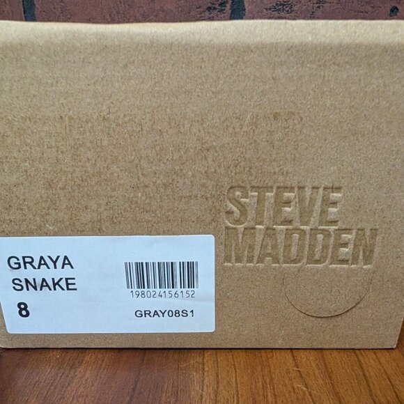 Steve Madden Women Sandals Flats Graya Snake Size 8 New - Picture 7 of 7